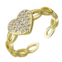 Cubic Zircon Brass Finger Ring, gold color plated, micro pave cubic zirconia & hollow, 7.50mm, US Ring Size:7, Sold By PC