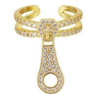 Sześciennych cyrkon Brass Ring Finger, Mosiądz, Powlekane, biżuteria moda & mikro utorować cyrkonia & dla kobiety, złoto, bez zawartości niklu, ołowiu i kadmu, 21mm, 10komputery/wiele, sprzedane przez wiele