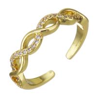 Sześciennych cyrkon Brass Ring Finger, Mosiądz, Powlekane, biżuteria moda & mikro utorować cyrkonia & dla kobiety, złoto, bez zawartości niklu, ołowiu i kadmu, 4mm, 10komputery/wiele, sprzedane przez wiele