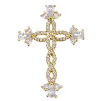 Cubic Zirconia Micro Pave Brass Pendant Cross plated fashion jewelry & micro pave cubic zirconia & for woman gold nickel lead & cadmium free Approx 2mm Sold By Lot