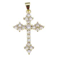 Cubic Zirconia Micro Pave Brass Pendant Cross plated fashion jewelry & micro pave cubic zirconia & for woman gold nickel lead & cadmium free Sold By Lot