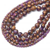 Gemstone Jewelry Beads Cloisonne Round polished DIY purple Sold By Strand