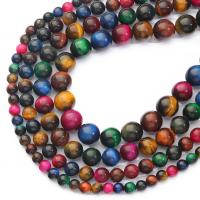 Natural Tiger Eye Beads Round polished DIY multi-colored Sold By Strand