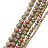 Natural Unakite Beads, Round, polished, DIY & different size for choice, Sold By Strand