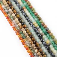 Mixed Gemstone Beads, Natural Stone, Round, polished, DIY, more colors for choice, 3mm, 125PCs/Strand, Sold By Strand