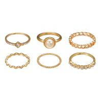 Cink Alloy Ring Set, Cink ötvözet, finger ring, galvanizált, 6 darab & strasszos, több színt a választás, 1.6cm,1.7cm,1.8cm,2cm, Által értékesített Set