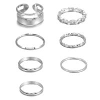 Zinc Alloy finger ring 7 pieces 1.4cm 1.5cm 1.6cm 1.7cm 1.9cm Sold By Set