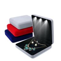 Caixa de jóias multifuncional, pelúcia, Quadrado, com luz LED, Mais cores pare escolha, 180x180x44mm, vendido por PC