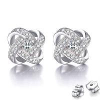 Rhinestone Earring, Cupronickel, platinum color plated, for woman & with rhinestone, 8.50mm, Sold By Pair
