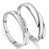 Couple Finger Rings Cupronickel platinum color plated Adjustable & open & with rhinestone Sold By Pair