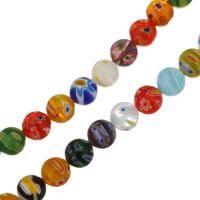 Millefiori Scheibe Lampwork Perlen, Millefiori Lampwork, rund, verschiedene Größen vorhanden, gemischte Farben, Bohrung:ca. 1mm, verkauft per ca. 14 ZollInch Strang