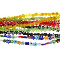 Handgewickelte Perlen, Millefiori Lampwork, Blume, verschiedene Größen vorhanden, keine, Bohrung:ca. 1mm, verkauft per ca. 16 ZollInch Strang