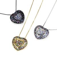 Cubic Zircon Micro Pave Brass Necklace, Heart, plated, fashion jewelry & Unisex & micro pave cubic zirconia, more colors for choice, nickel, lead & cadmium free, 26x24mm, Sold Per 19.69 Inch Strand