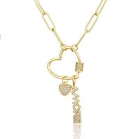 Cubic Zircon Micro Pave Brass Necklace gold color plated fashion jewelry & Unisex & micro pave cubic zirconia nickel lead & cadmium free Sold By Strand