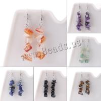 Natural Gemstone Earrings, with Tibetan Style, iron earring hook, different materials for choice & for woman, more colors for choice, 60mm, Sold By Pair