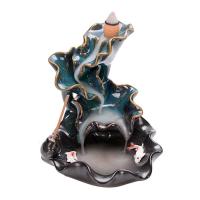 Backflow Incense Burner, Porcelain, handmade, for home and office & durable, blue, 170x165x155mm, Sold By PC
