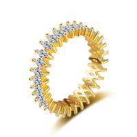 Cubic Zirconia Micro Pave Brass Ring, gold color plated, different size for choice & micro pave cubic zirconia, 5mm, Sold By PC