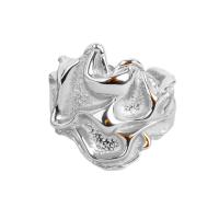 925 Sterling Silver Pljuska prst prsten, pozlaćen, Podesiva & za žene & hammered, više boja za izbor, 22.30mm, Veličina:14, Prodano By PC
