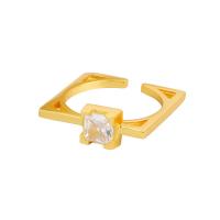 925 Sterling Silver Pljuska prst prsten, pozlaćen, Podesiva & micro utrti kubni cirkonij & za žene, više boja za izbor, 19.50mm, Veličina:13, Prodano By PC