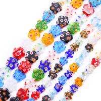 Millefiori Scheibe Lampwork Perlen, Harz, Blume, poliert, DIY & verschiedene Größen vorhanden, gemischte Farben, verkauft von Strang