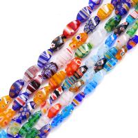 Millefiori Slice Lampwork Beads Millefiori Lampwork Drum polished DIY mixed colors Sold By Strand
