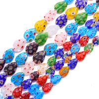 Millefiori Slice Lampwork Beads Millefiori Lampwork Teardrop polished DIY mixed colors Sold By Strand