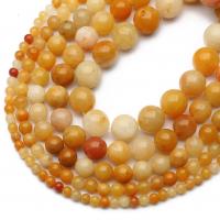 Natural Jade Beads Jade Yellow Round polished DIY Sold By Strand