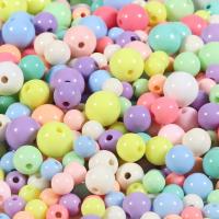Volltonfarbe Acryl Perlen, rund, poliert, DIY & verschiedene Größen vorhanden, gemischte Farben, 50G/Tasche, verkauft von Tasche