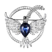 Tibetan Style Brooches, with Crystal, plated, with rhinestone, blue, 40x40mm, Sold By PC