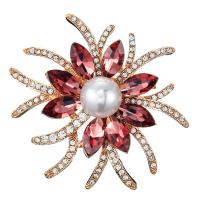 Zinc Alloy Brooches with Plastic Pearl with rhinestone red Sold By PC
