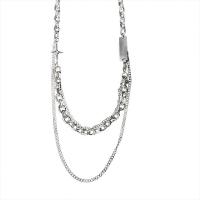 Titanium Steel Necklace, multilayer & twist oval chain & oval chain & for man, Sold Per Approx 19.6 Inch Strand