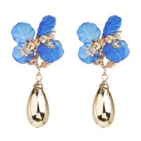 Tibetan Style Drop Earrings, with Plastic, Teardrop, plated, for woman & with rhinestone, more colors for choice, 80mm, Sold By Pair