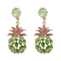 Tibetan Style Drop Earrings, with Glass, Pineapple, plated, for woman, more colors for choice, 24x56mm, Sold By Pair