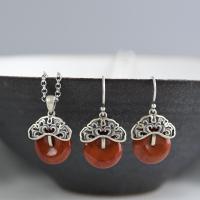 925 Sterling Silver Drop &  Dangle Earrings with Yunnan Red Agate fashion jewelry & for woman nickel lead & cadmium free Sold By PC