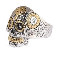 925 Sterling Silver Finger Ring, with Brass, Skull, fashion jewelry & different size for choice & for man, silver color, nickel, lead & cadmium free, 26x1mm, Sold By PC