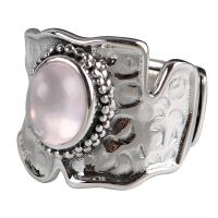 925er Sterling Silber Open -Finger-Ring, mit Rosenquarz, Modeschmuck & für Frau, Silberfarbe, frei von Nickel, Blei & Kadmium, 17x2mm, verkauft von PC