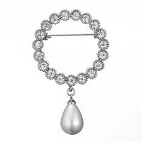 Broches de aleación de zinc, con perla, chapado, con diamantes de imitación, más colores para la opción, 34x54mm, Vendido por UD