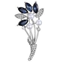 Zinc Alloy Brooches with pearl & Quartz plated with rhinestone blue Sold By PC