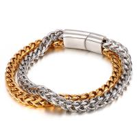 Titanium Steel Bracelet & Bangle plated Double Layer & for man Sold By Strand