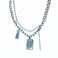 Mode Multi Layer halskæde, Titanium Stål, med bogstavet mønster & for kvinde, Solgt Per Ca. 21-50 cm Strand