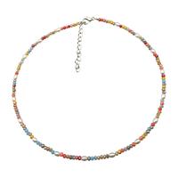 Glass Seed Beads Necklace Seedbead with Plastic Pearl with 1.96 inch extender chain for woman Sold Per Approx 14.17 Inch Strand