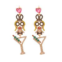 Tibetan Style Drop Earrings, plated, fashion jewelry & for woman & with rhinestone, nickel, lead & cadmium free, 72x22mm, Sold By Pair