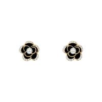 Zinc Alloy Stud Earring Flower plated fashion jewelry & for woman gold nickel lead & cadmium free Sold By Pair