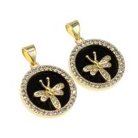 Cubic Zirconia Micro Pave Brass Pendant Round gold color plated micro pave cubic zirconia nickel lead & cadmium free Approx 3mm Sold By PC