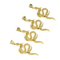 Bijoux pendentifs en laiton, serpent, Placage de couleur d'or, pavé de micro zircon, plus de couleurs à choisir, protéger l'environnement, sans nickel, plomb et cadmium, 31x14x3mm, Trou:Environ 3mm, Vendu par PC