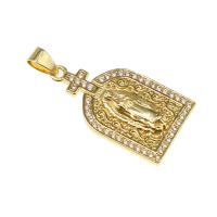 Cubic Zirconia Micro Pave Brass Pendant, Square, gold color plated, micro pave cubic zirconia, more colors for choice, nickel, lead & cadmium free, 32x17x2mm, Hole:Approx 5mm, Sold By PC