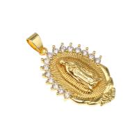 Cubic Zirconia Micro Pave Brass Pendant, Ellipse, gold color plated, micro pave cubic zirconia, more colors for choice, nickel, lead & cadmium free, 32x122x3mm, Hole:Approx 5mm, Sold By PC