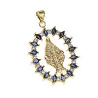Cubic Zirconia Micro Pave Brass Pendant, Ellipse, gold color plated, micro pave cubic zirconia, more colors for choice, nickel, lead & cadmium free, 33x25x4mm, Hole:Approx 4mm, Sold By PC