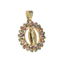 Cubic Zirconia Micro Pave Brass Pendant, Ellipse, gold color plated, micro pave cubic zirconia, more colors for choice, nickel, lead & cadmium free, 23x20x3mm, Sold By PC