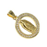 Cubic Zirconia Micro Pave Brass Pendant Round gold color plated micro pave cubic zirconia nickel lead & cadmium free Approx 3mm Sold By PC